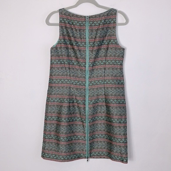 Adrianna Papell Jacquard Textured Beaded Embroidered Shift Dress Sz 8P Petite - Picture 6 of 11